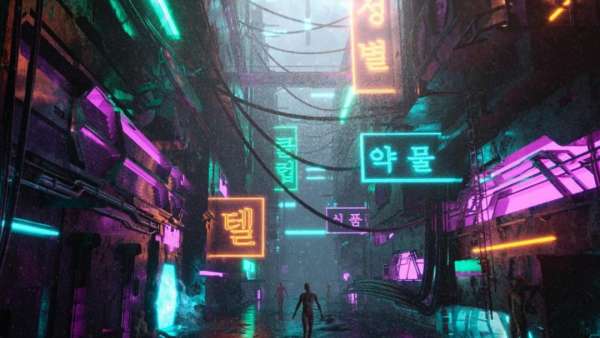 霓虹燈武士概念圖，這樣的展覽活動科幻大片感覺十足